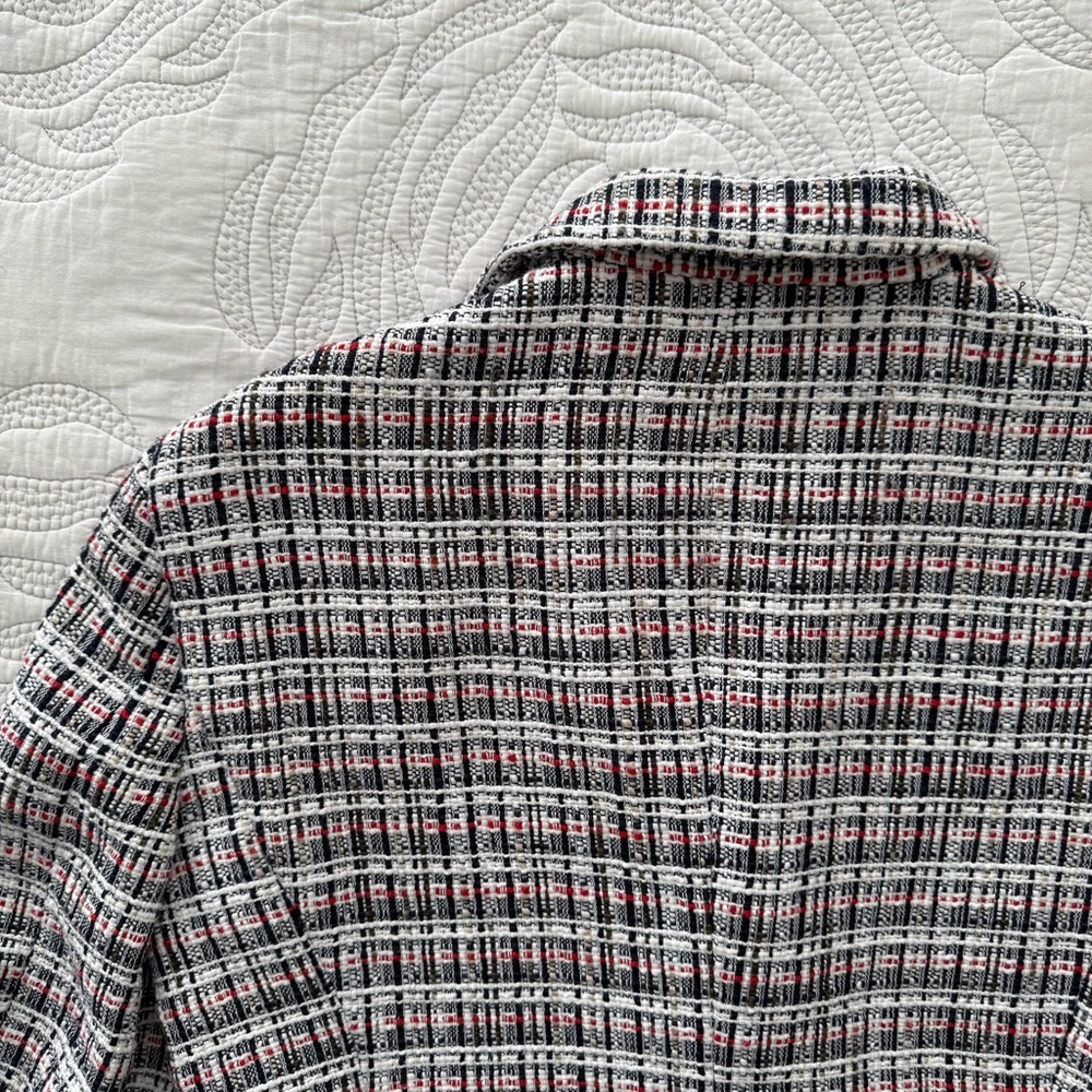 Zara - Textured Double Breasted Tweed Blazer - Blue/White/Red - Picture 12 of 16